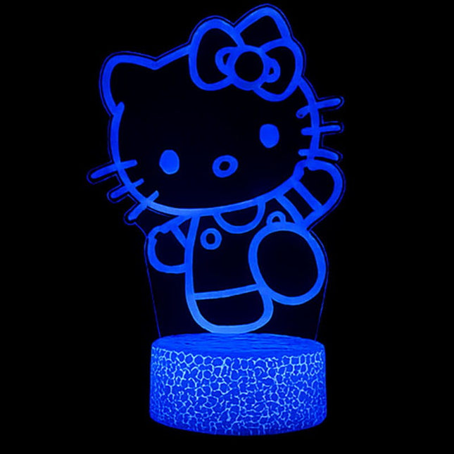 Lampka nocna LED 3D Hello Kitty – pilot, 16 kolorów, USB – zdjęcie produktu