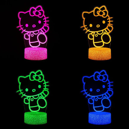 Lampka nocna LED 3D Hello Kitty – pilot, 16 kolorów, USB – zdjęcie produktu