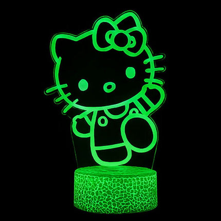 Lampka nocna LED 3D Hello Kitty – pilot, 16 kolorów, USB – zdjęcie produktu