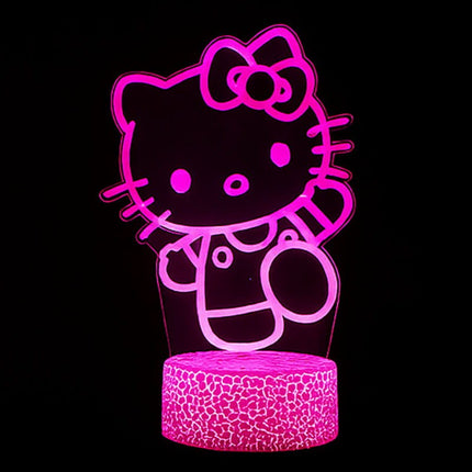 Lampka nocna LED 3D Hello Kitty – pilot, 16 kolorów, USB – zdjęcie produktu