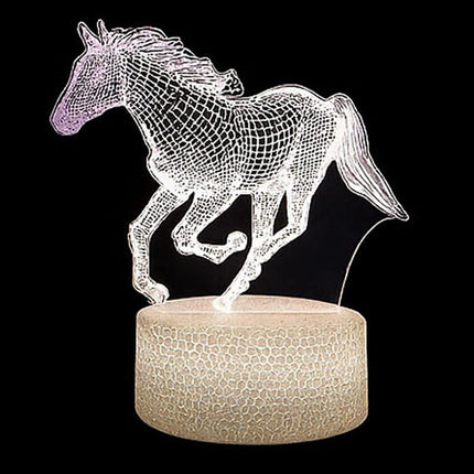 Lampka nocna LED 3D Koń – pilot, 16 kolorów, USB – zdjęcie produktu