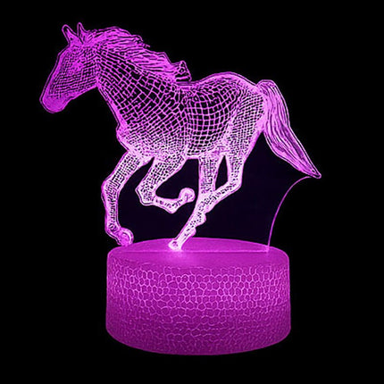 Lampka nocna LED 3D Koń – pilot, 16 kolorów, USB – zdjęcie produktu