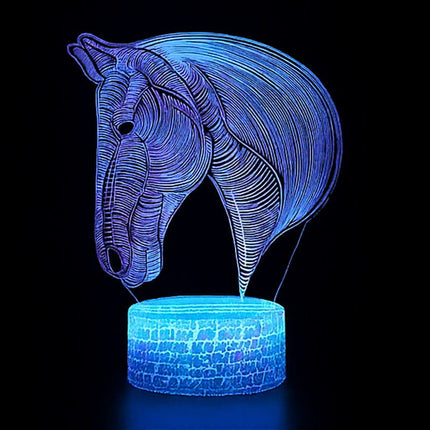 Lampka nocna LED 3D Koń – pilot, 16 kolorów, USB – zdjęcie produktu