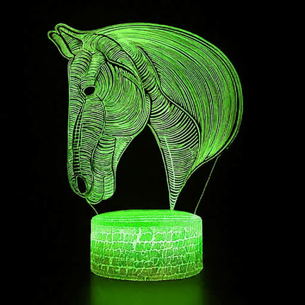 Lampka nocna LED 3D Koń – pilot, 16 kolorów, USB – zdjęcie produktu
