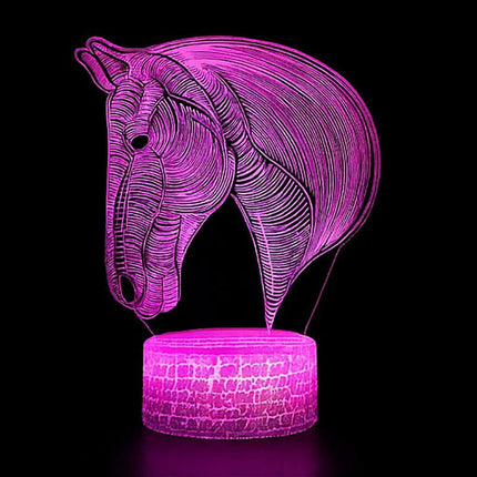 Lampka nocna LED 3D Koń – pilot, 16 kolorów, USB – zdjęcie produktu