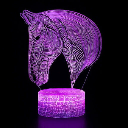 Lampka nocna LED 3D Koń – pilot, 16 kolorów, USB – zdjęcie produktu