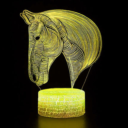 Lampka nocna LED 3D Koń – pilot, 16 kolorów, USB – zdjęcie produktu