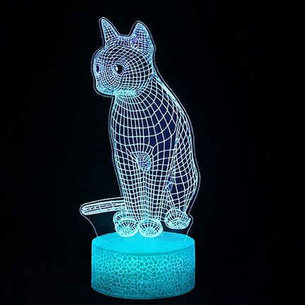 Lampka nocna LED 3D Kotek – pilot, 16 kolorów, USB – zdjęcie produktu