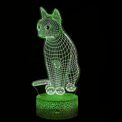 Lampka nocna LED 3D Kotek – pilot, 16 kolorów, USB – zdjęcie produktu