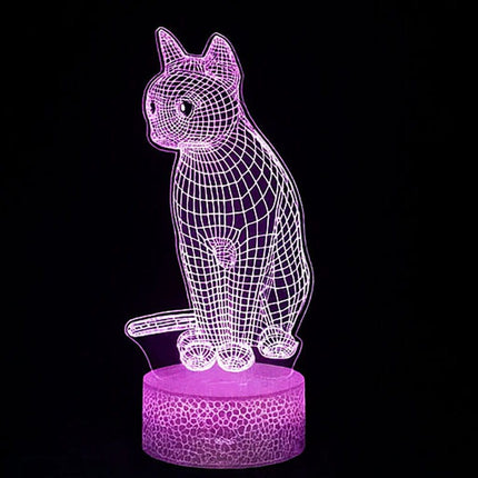 Lampka nocna LED 3D Kotek – pilot, 16 kolorów, USB – zdjęcie produktu