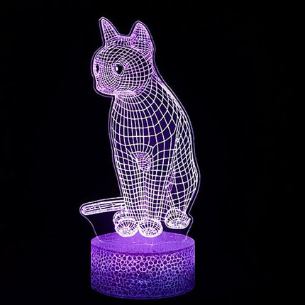 Lampka nocna LED 3D Kotek – pilot, 16 kolorów, USB – zdjęcie produktu