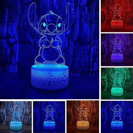 Lampka nocna LED 3D Lilo i Stitch – pilot, 16 kolorów, USB – zdjęcie produktu