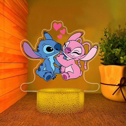 Lampka nocna LED 3D Lilo i Stitch z nadrukiem – pilot, 16 kolorów, USB – zdjęcie produktu
