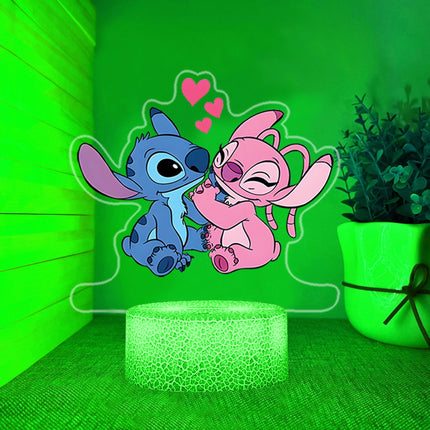 Lampka nocna LED 3D Lilo i Stitch z nadrukiem – pilot, 16 kolorów, USB – zdjęcie produktu