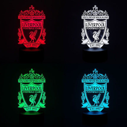 Lampka nocna LED 3D Liverpool FC – piłka – pilot, 16 kolorów, USB – zdjęcie produktu