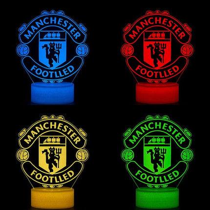 Lampka nocna LED 3D Manchester United – pilot, 16 kolorów, USB – zdjęcie produktu