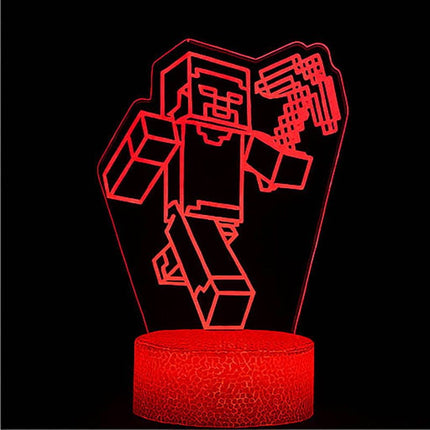 Lampka nocna LED 3D Minecraft – logo – pilot, 16 kolorów, USB – zdjęcie produktu