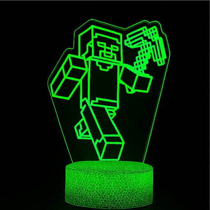 Lampka nocna LED 3D Minecraft – logo – pilot, 16 kolorów, USB – zdjęcie produktu