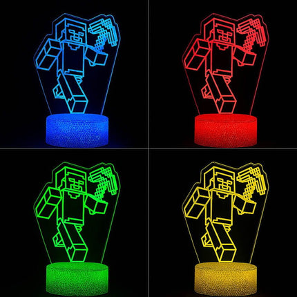 Lampka nocna LED 3D Minecraft – logo – pilot, 16 kolorów, USB – zdjęcie produktu