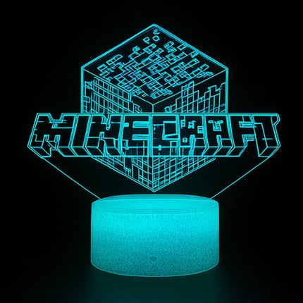 Lampka nocna LED 3D Minecraft – pilot, 16 kolorów, USB – zdjęcie produktu