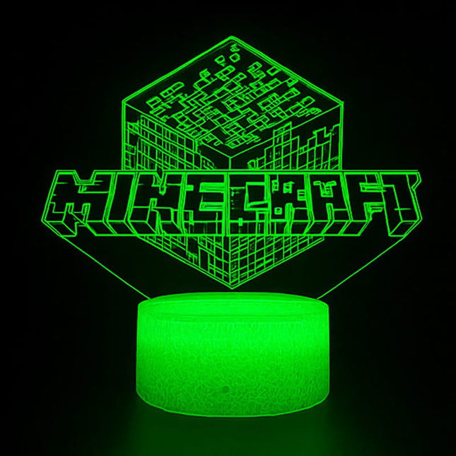 Lampka nocna LED 3D Minecraft – pilot, 16 kolorów, USB – zdjęcie produktu