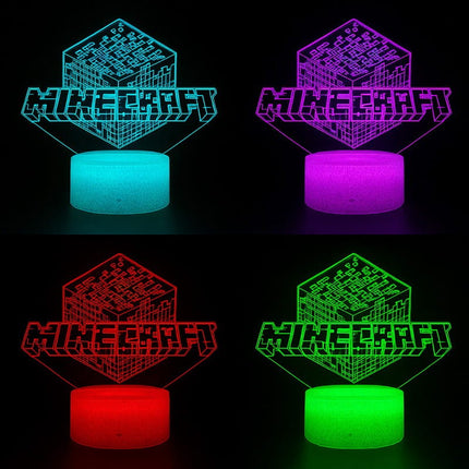 Lampka nocna LED 3D Minecraft – pilot, 16 kolorów, USB – zdjęcie produktu
