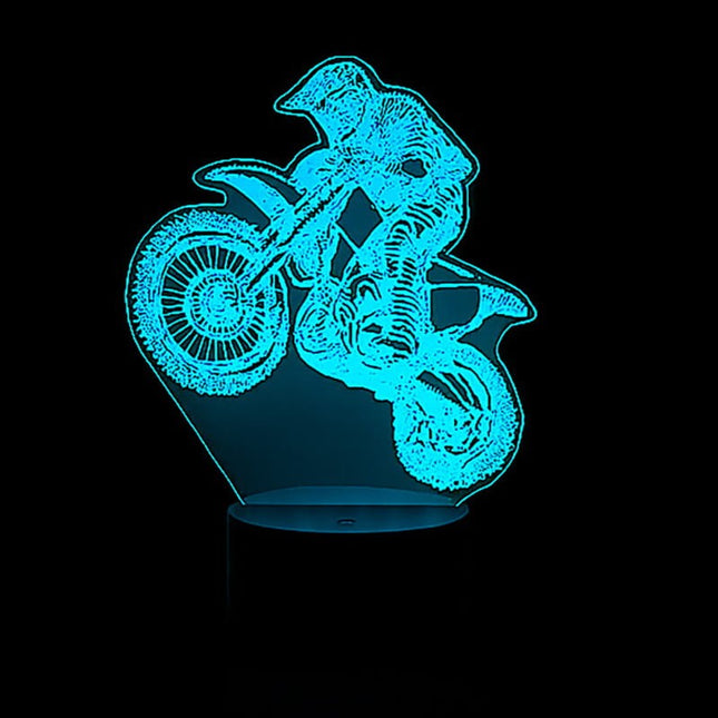 Lampka nocna LED 3D Motocyklista – pilot, 16 kolorów, USB – zdjęcie produktu