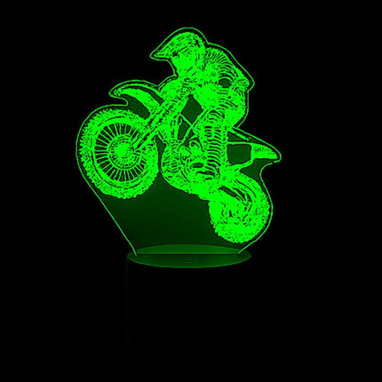 Lampka nocna LED 3D Motocyklista – pilot, 16 kolorów, USB – zdjęcie produktu