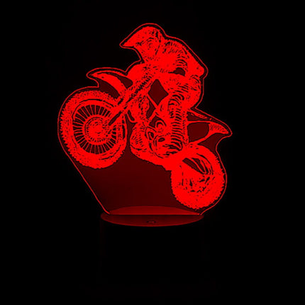 Lampka nocna LED 3D Motocyklista – pilot, 16 kolorów, USB – zdjęcie produktu