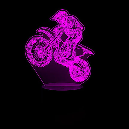 Lampka nocna LED 3D Motocyklista – pilot, 16 kolorów, USB – zdjęcie produktu