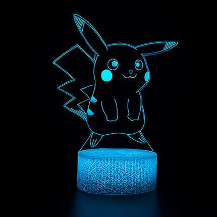 Lampka nocna LED 3D Pokémon – Pikachu – pilot, 16 kolorów, USB – zdjęcie produktu