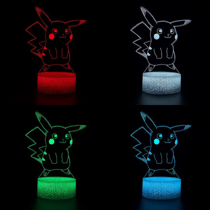 Lampka nocna LED 3D Pokémon – Pikachu – pilot, 16 kolorów, USB – zdjęcie produktu