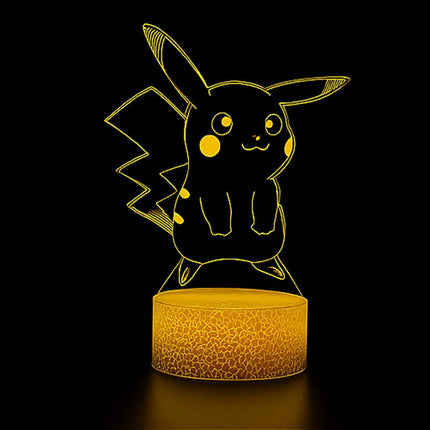 Lampka nocna LED 3D Pokémon – Pikachu – pilot, 16 kolorów, USB – zdjęcie produktu