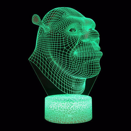 Lampka nocna LED 3D Shrek – pilot, 16 kolorów, USB – zdjęcie produktu
