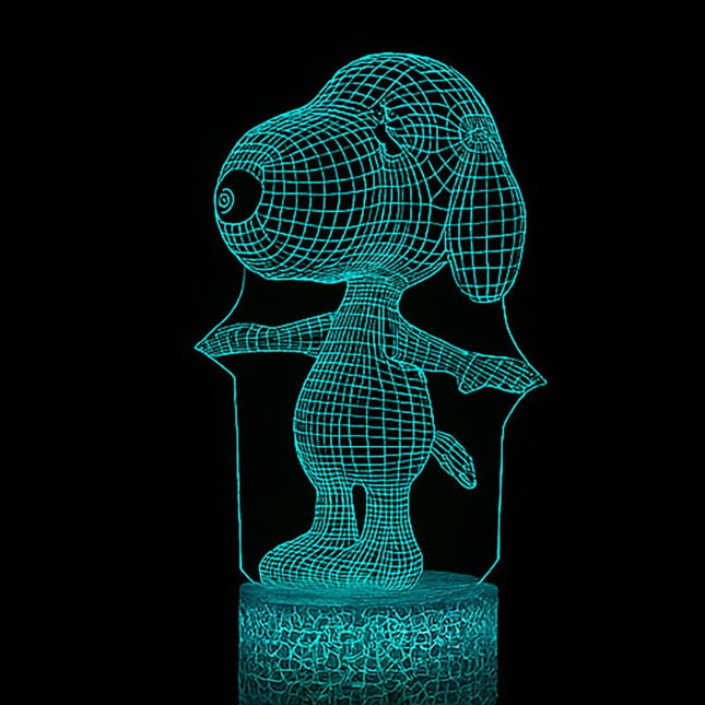 Lampka nocna LED 3D Snoopy – pilot, 16 kolorów, USB – zdjęcie produktu