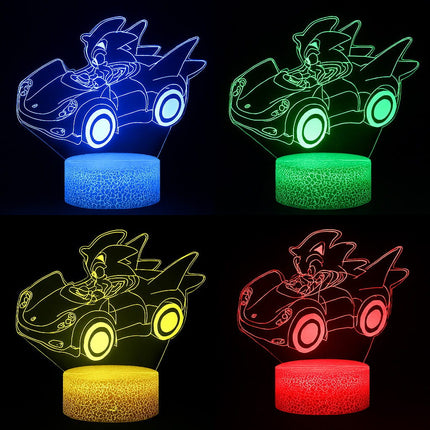 Lampka nocna LED 3D Sonic w samochodzie – pilot, 16 kolorów, USB – zdjęcie produktu