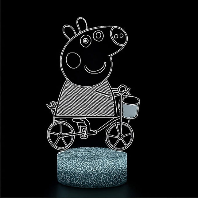 Lampka nocna LED 3D Świnka Peppa – pilot, 16 kolorów, USB – zdjęcie produktu