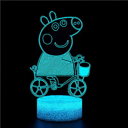 Lampka nocna LED 3D Świnka Peppa – pilot, 16 kolorów, USB – zdjęcie produktu