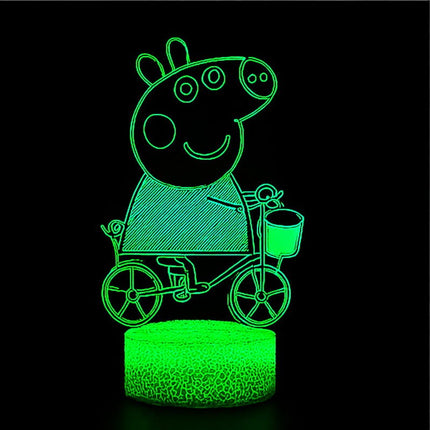 Lampka nocna LED 3D Świnka Peppa – pilot, 16 kolorów, USB – zdjęcie produktu
