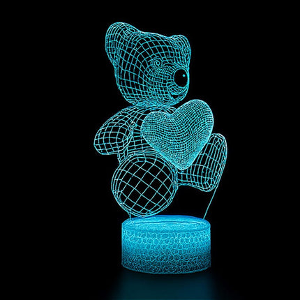 Lampka nocna LED 3D Miś Teddy – pilot, 16 kolorów, USB – zdjęcie produktu