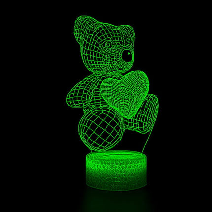 Lampka nocna LED 3D Miś Teddy – pilot, 16 kolorów, USB – zdjęcie produktu