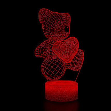 Lampka nocna LED 3D Miś Teddy – pilot, 16 kolorów, USB – zdjęcie produktu