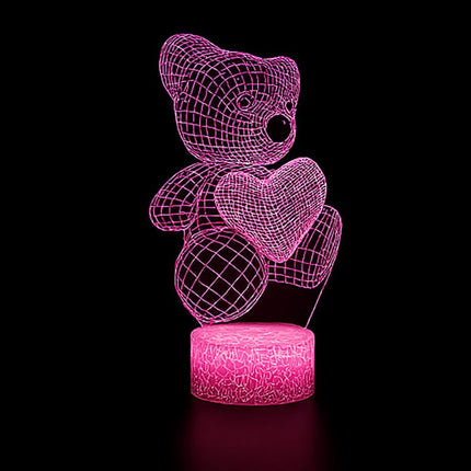 Lampka nocna LED 3D Miś Teddy – pilot, 16 kolorów, USB – zdjęcie produktu