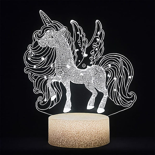 Lampka nocna LED 3D Jednorożec – pilot, 16 kolorów, USB – zdjęcie produktu