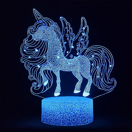Lampka nocna LED 3D Jednorożec – pilot, 16 kolorów, USB – zdjęcie produktu