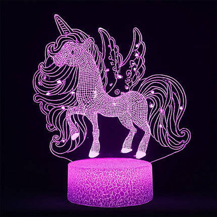 Lampka nocna LED 3D Jednorożec – pilot, 16 kolorów, USB – zdjęcie produktu