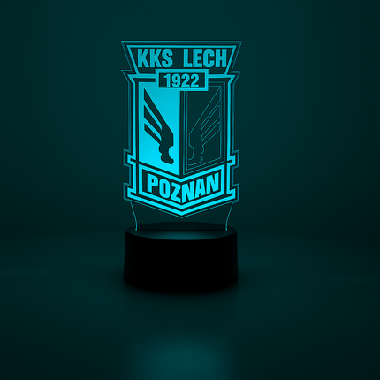 Lampka nocna LED 3D Lech Poznań – pilot, 16 kolorów, USB – zdjęcie produktu