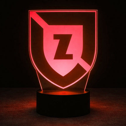 Lampka nocna LED 3D Zawisza Bydgoszcz – pilot, 16 kolorów, USB – zdjęcie produktu