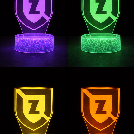 Lampka nocna LED 3D Zawisza Bydgoszcz – pilot, 16 kolorów, USB – zdjęcie produktu