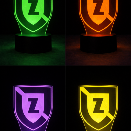 Lampka nocna LED 3D Zawisza Bydgoszcz – pilot, 16 kolorów, USB – zdjęcie produktu